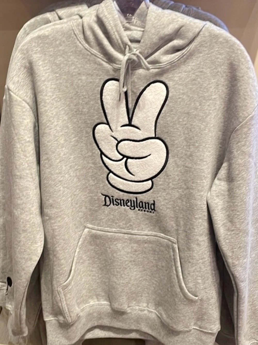 ✨DISNEYLAND MICKEY PEACE SIGN GRAY PULLOVER HOODIE✨